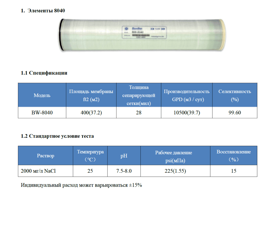 Мембрана обратноосмотическая KeenSen BW 8040 — фото 2