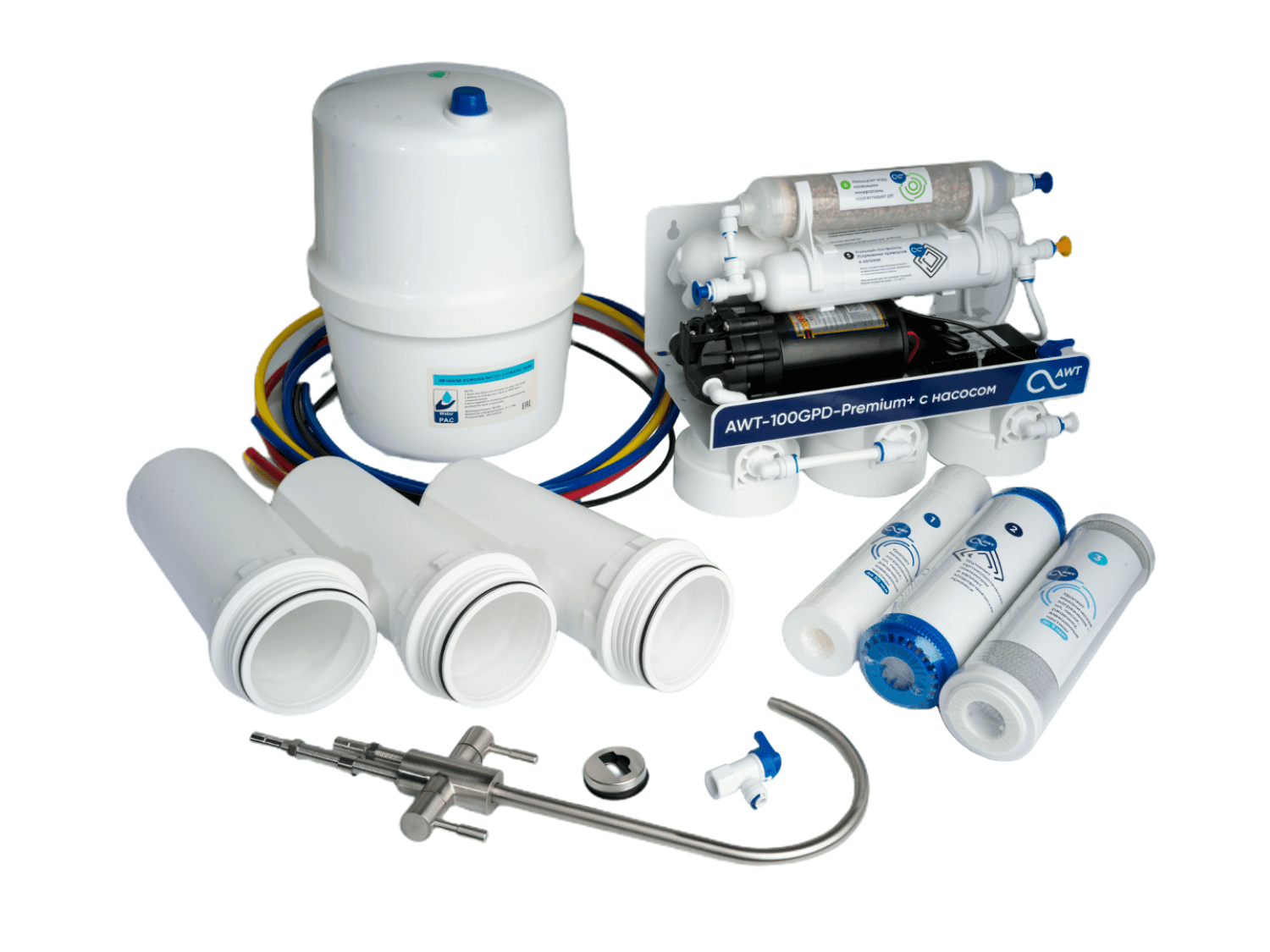 Система обратного осмоса AWT Premium RO100-A1M (с насосом и минерализатором)