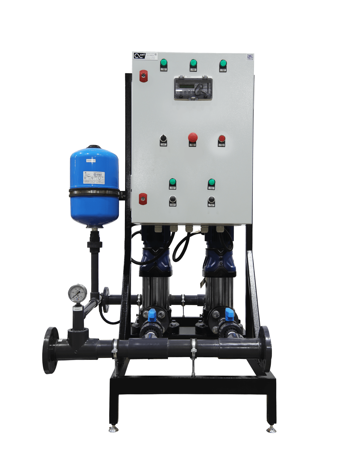 Насосная станция AWT PS 2V2,3-14/47-23 — 2 насоса, 2.3–14 м³/ч, напор 24–49 м
